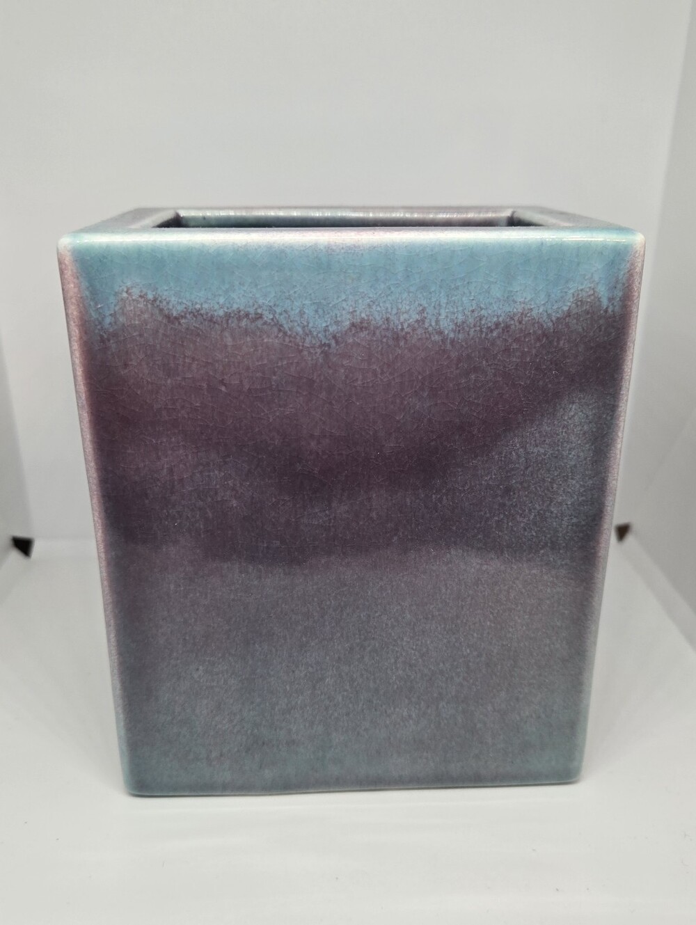 Vintage Ken’s California Pottery USA Planter Blue And Purple Drip Glaze